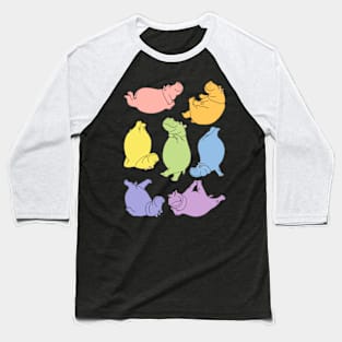 Hippo Workout - pastel rainbow Baseball T-Shirt